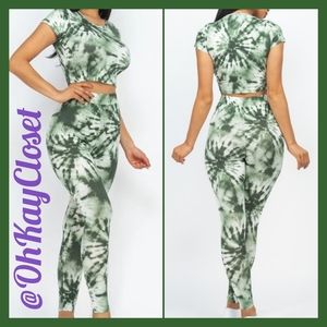 All That Olive Crop top and leggings set